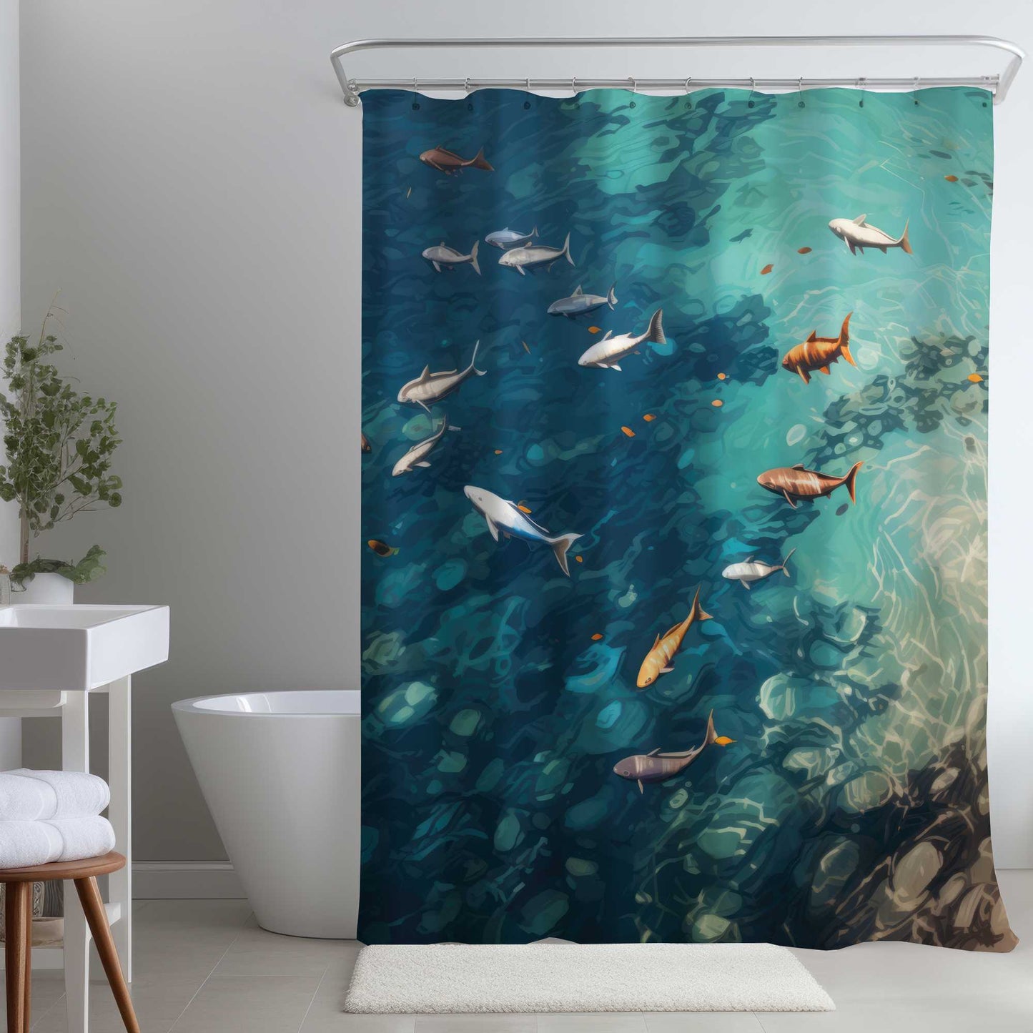 Rideau de douche Swim Ahead - Décoration élégante pour la salle de bain