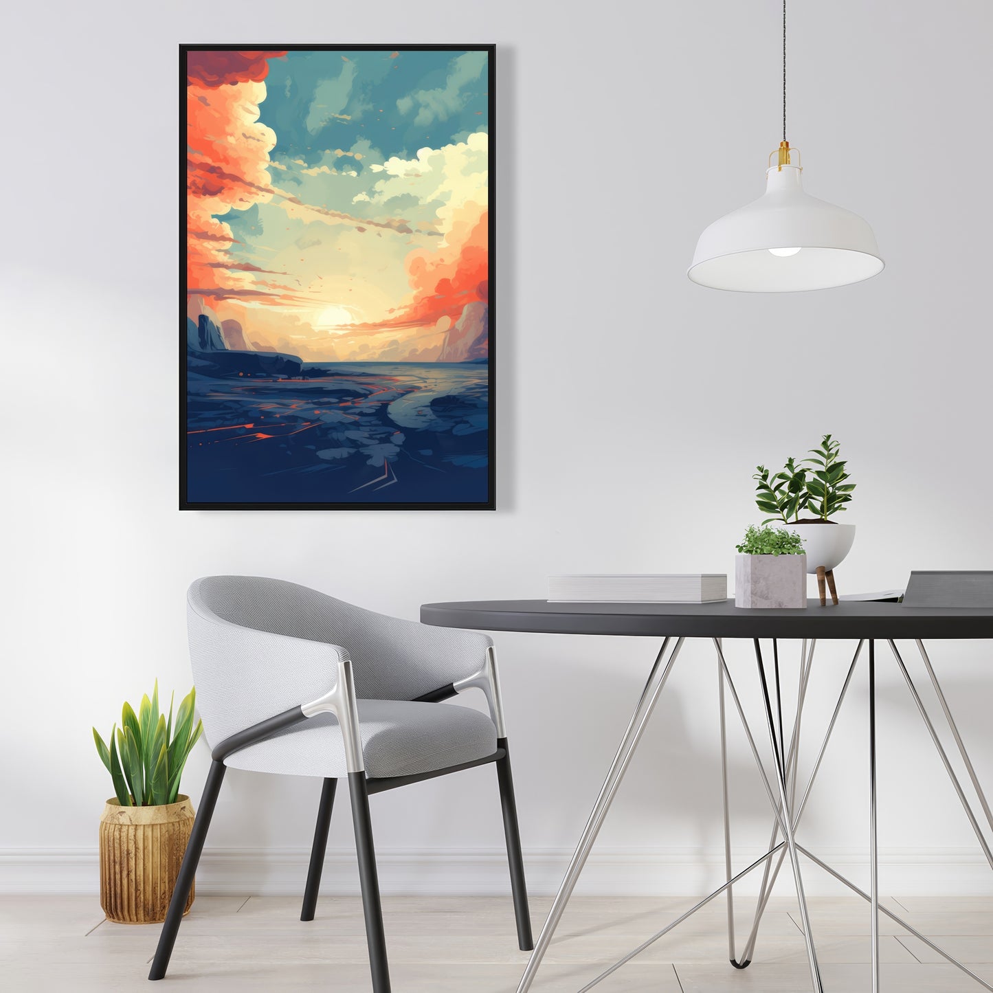 Finally Light - Orange Framed Canvas for Home Decor
