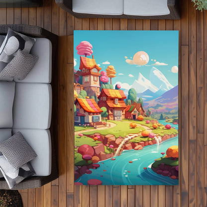 Sweet Town Purple Outdoor Area Rug | Home Decor Essential