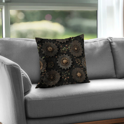 Cog Pattern Gray Poly Twill Throw Pillow Insert | Home Decor