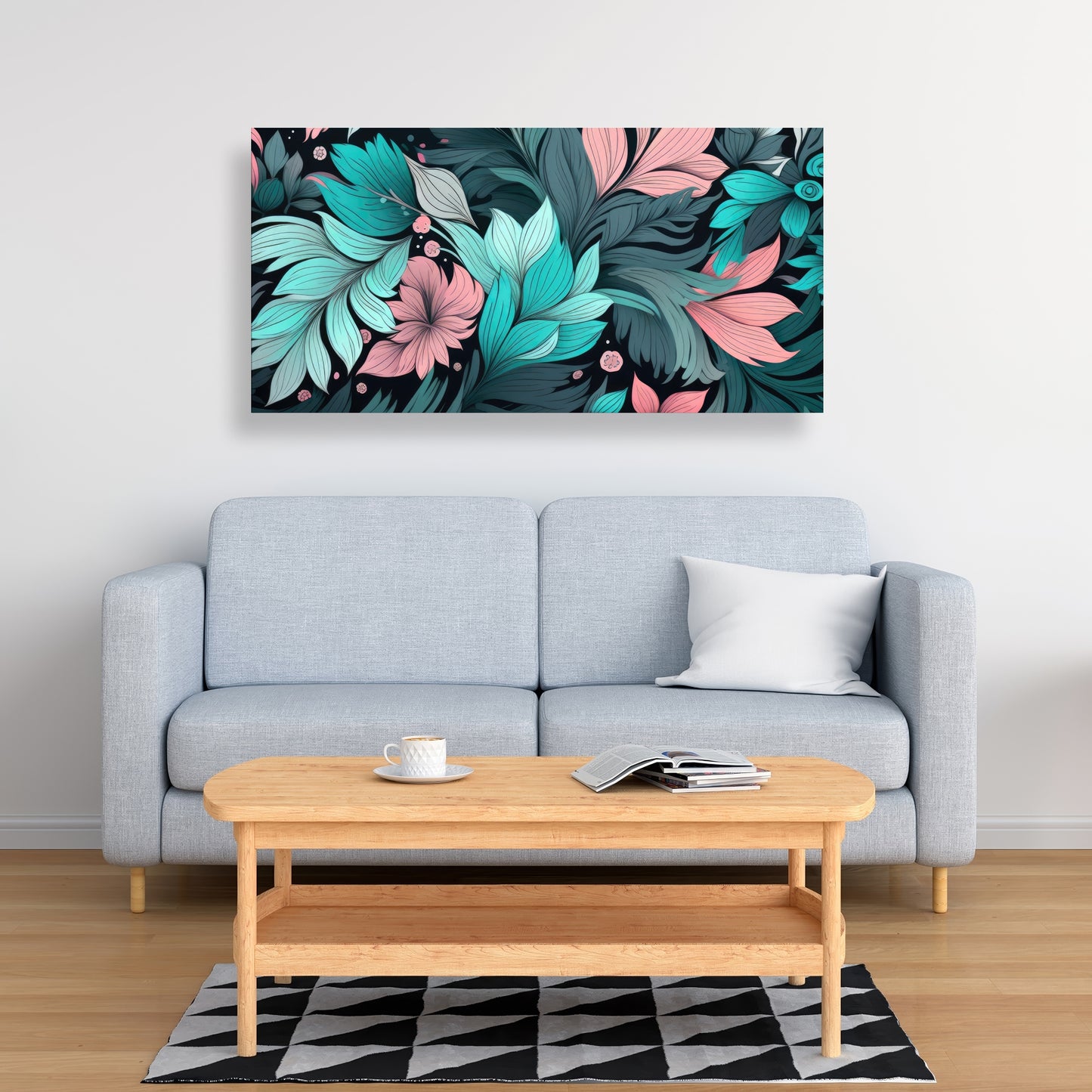 Neon Leaves - Pink Canvas Art for Stylish Home Decor
