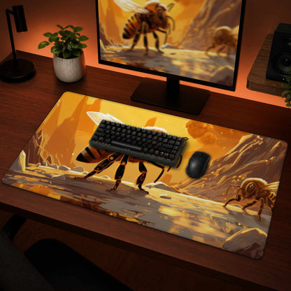Bee World Desk Mat - Stylish Home Decor, Durable Surface