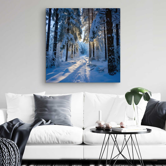 Snowy Path - Black Canvas Art for Home Decor | Modern Design