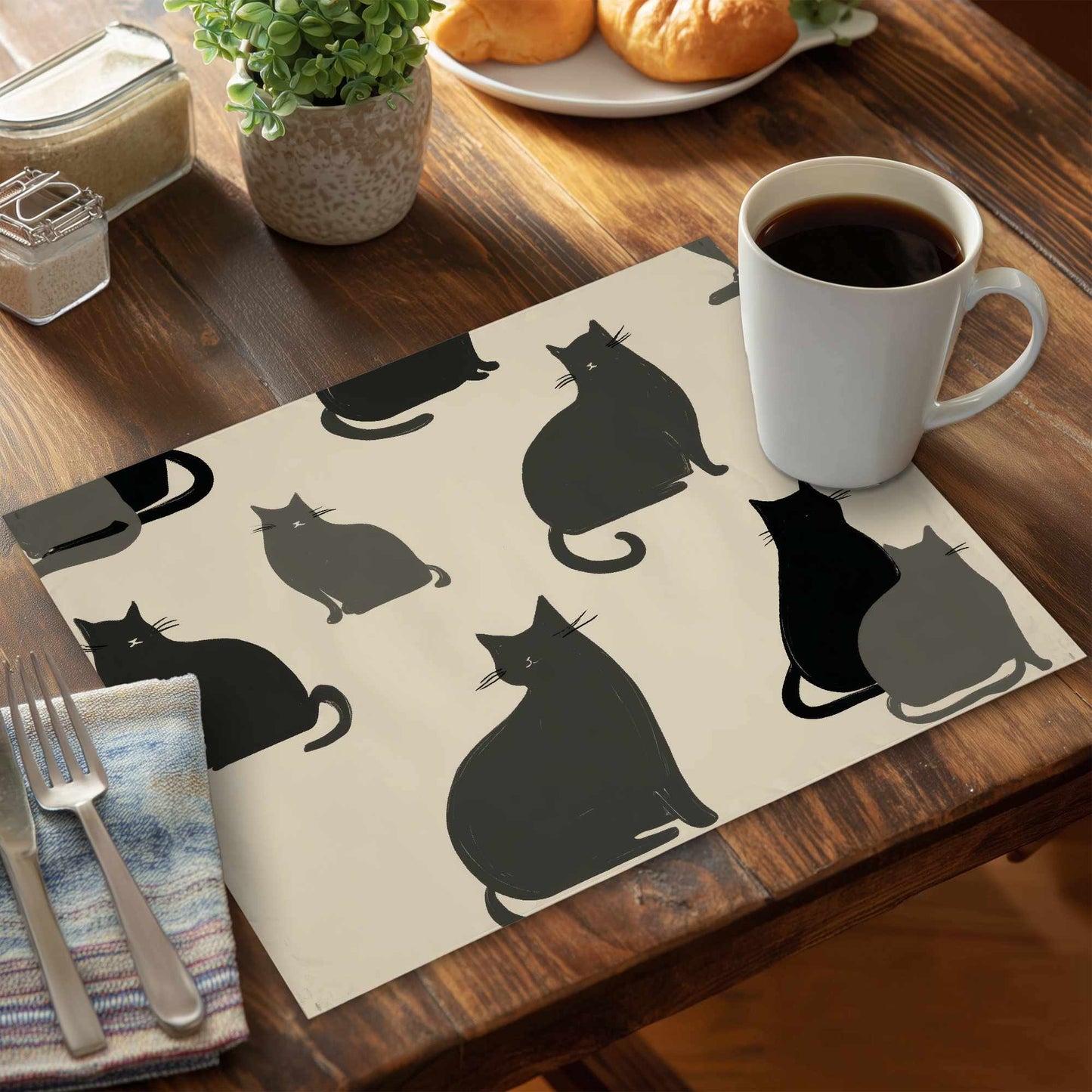 Set de table en polyester Chat silencieux | Décoration d'intérieur