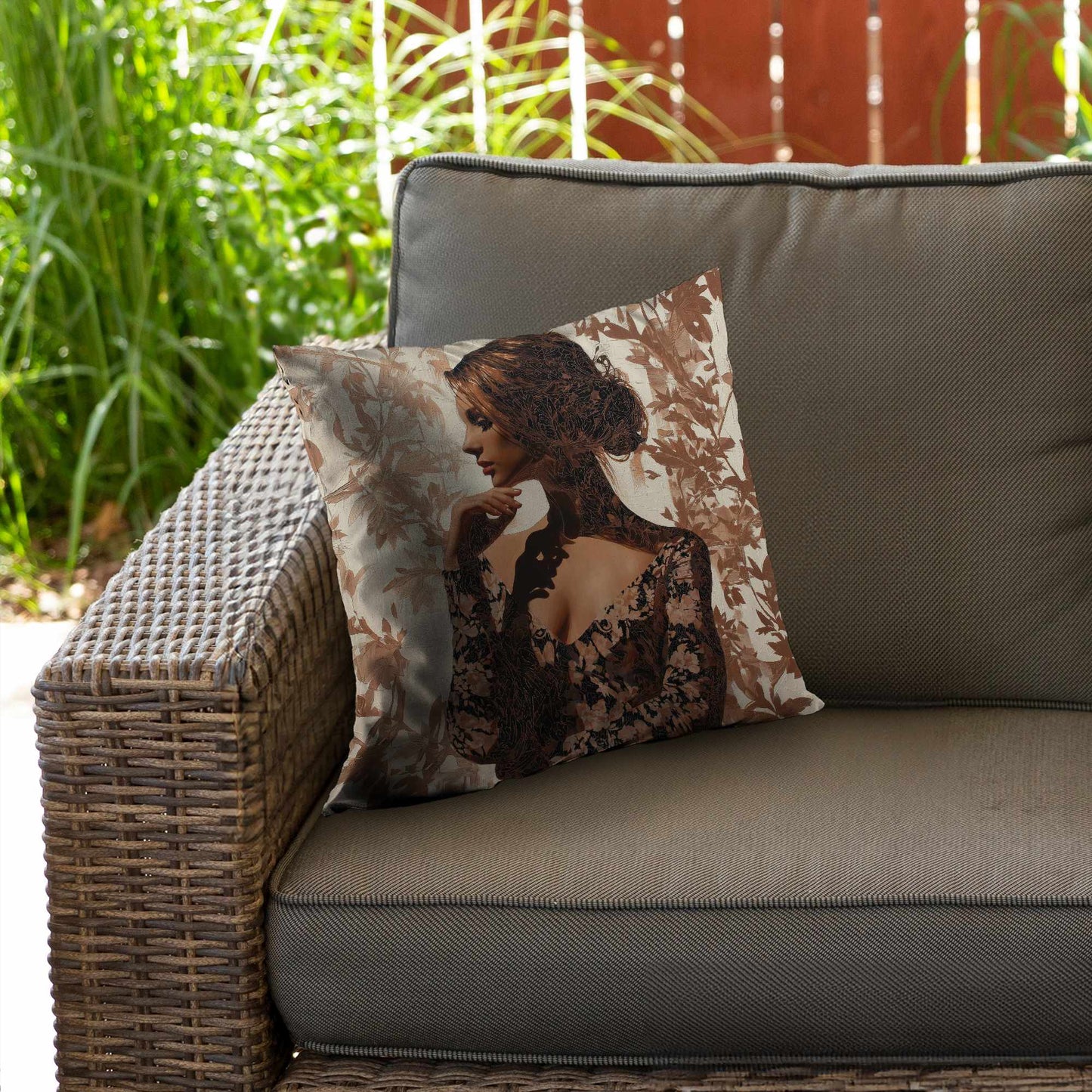 Coussin décoratif Contemplation en sergé de polyester - Décoration élégante pour la maison