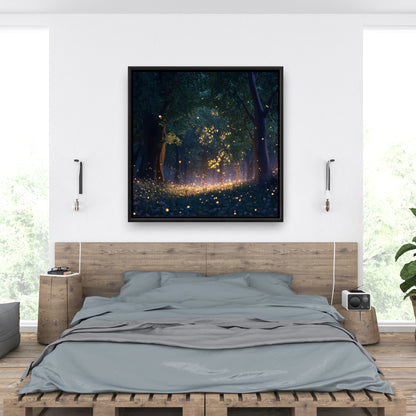 Glowing leaves - 36"x36" Framed canvas