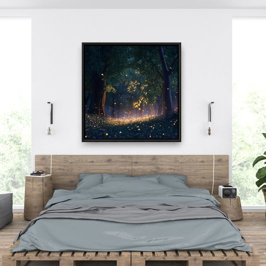 Glowing leaves - 36"x36" Framed canvas
