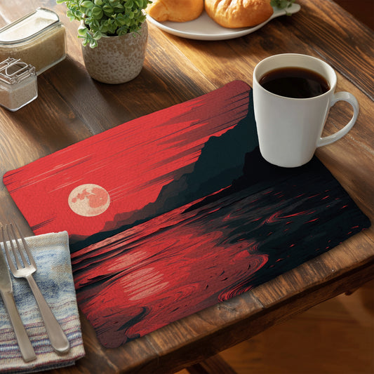 Bloody Tides - Red Braided Polyester Placemat for Home Decor