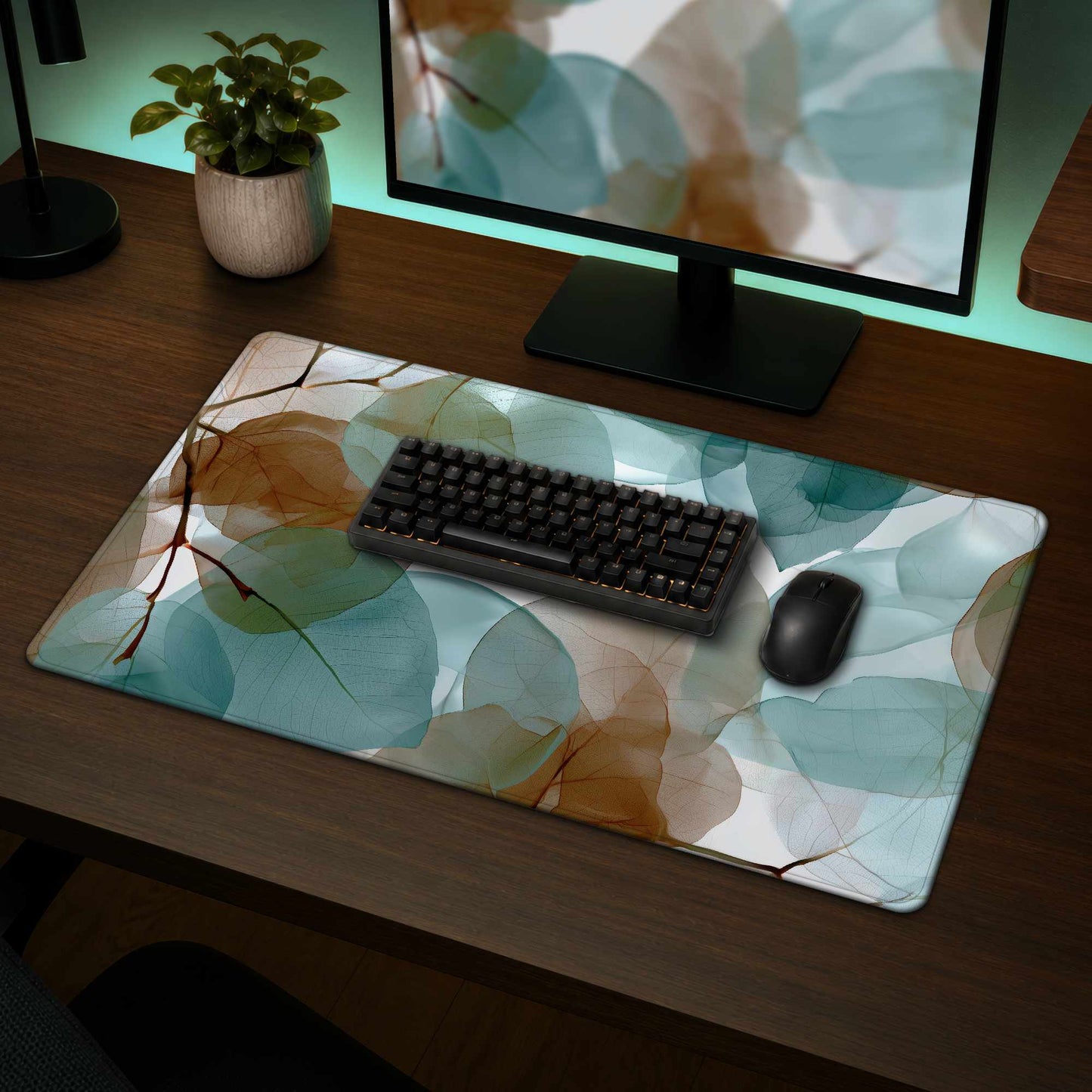 Translucent Leaves Desk Mat - Elegant Home Decor Accessory